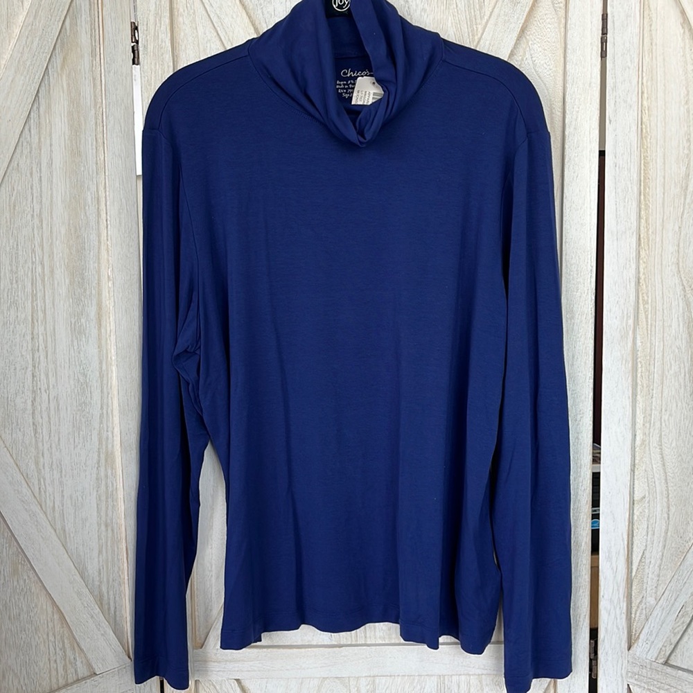 NWT Chico’s Navy Jersey Turtleneck